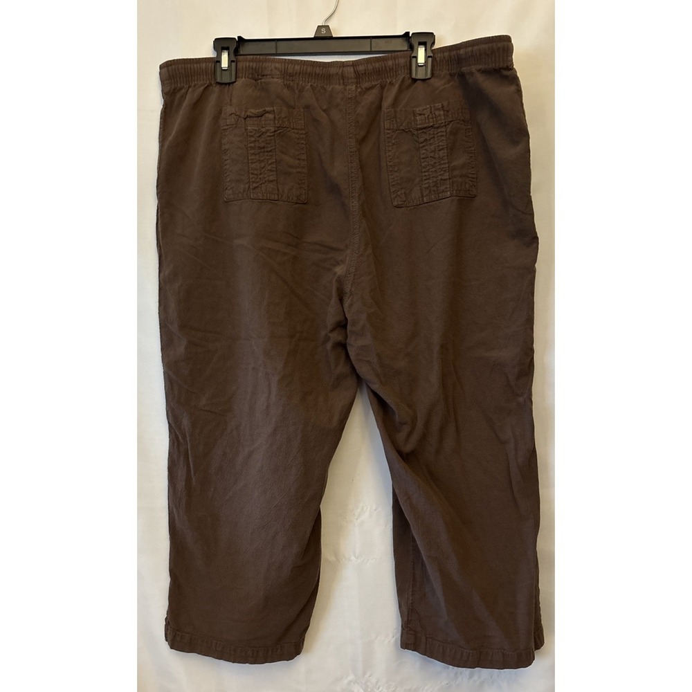 Vtg Erika Capri Pants Brown Elastic Waist Drawstring- Missing Drawstring. XL - Picture 4 of 8